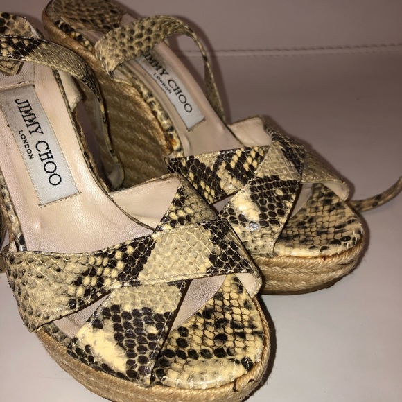 Jimmy choo snakeskin leather wedge shoes size 37 - Picture 4 of 6